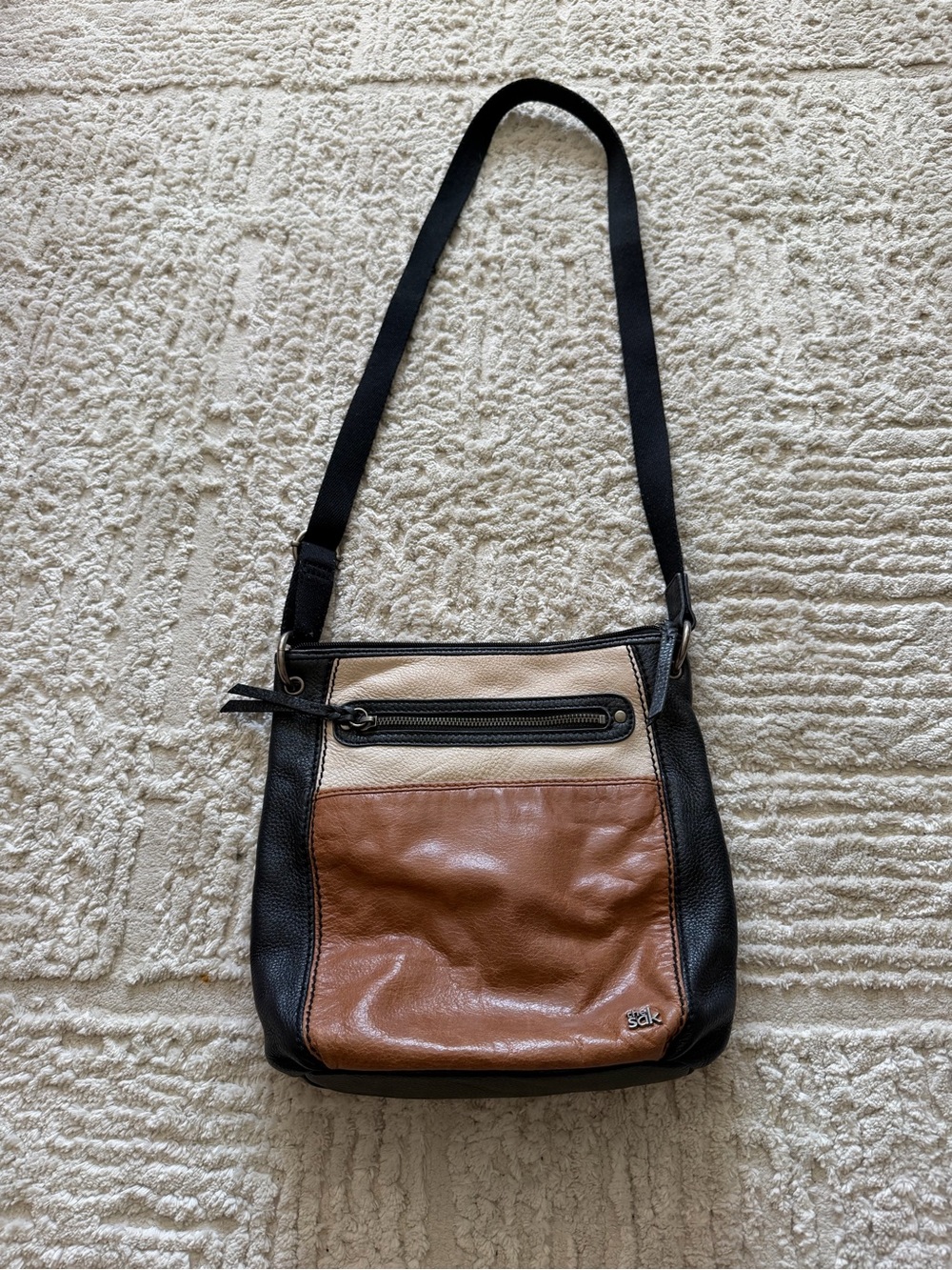 The Sak Leather Colorblock Crossbody Bag - Black, Brown, Cream